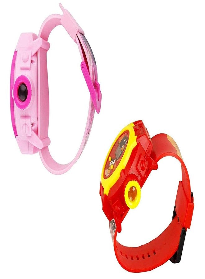 SBAPRIME جهاز عرض الصور الرقمي sbaprime ذو 24 صورة، مينا متعدد الألوان، طقم ساعة للأولاد والبنات (وردي وأحمر) - Image 2